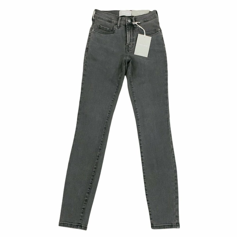 Everlane Stretch Mid Rise Skinny Jeans Faded Black Gray Size 24 Regular